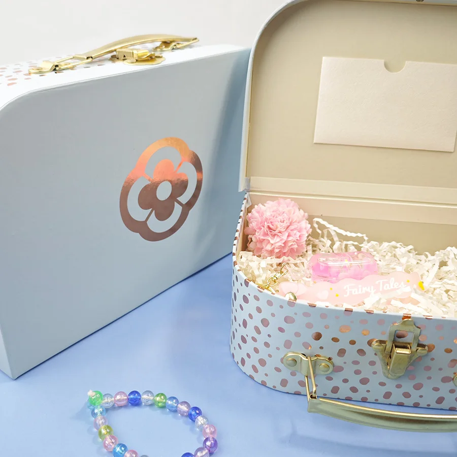 

2PCS Gift Boxes Cardboard Suitcase Hot Rose Gold Design Wedding Favour Distributions Bags Valentine's Day Gifts Supplies S062