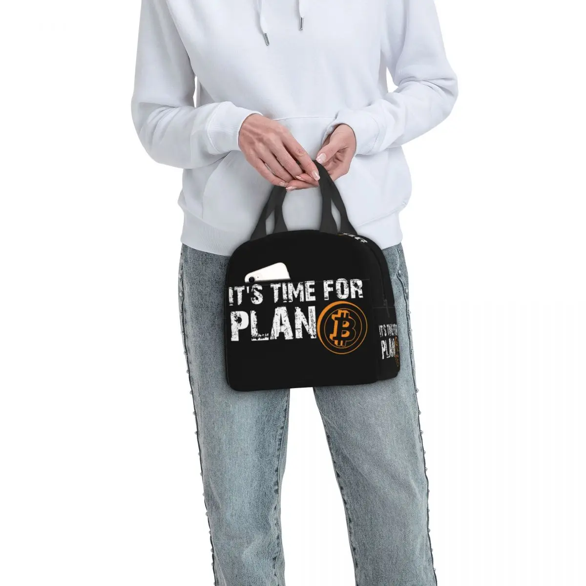 حان الوقت لخطة بيتكوين حقيبة الغداء المرأة العملة المشفرة Blockchain المحمولة برودة الحرارية معزول علب الاغذية حقيبة الغذاء المدرسية