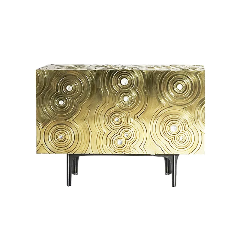 Italian light luxury stainless steel side cabinet designer creative storage cabinet luxury villa