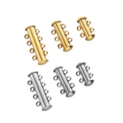3pcs Stainless Steel Magnetic Slide Tube Clasps for DIY Layer Necklace Bracelet 3 Loops Connectors Jewelry Findings Supplies