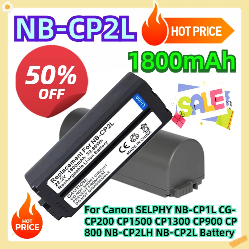 

For Canon SELPHY NB-CP1L CG-CP200 CP1500 CP1300 CP900 CP800 NB-CP2LH NB-CP2L Battery 1800mAh