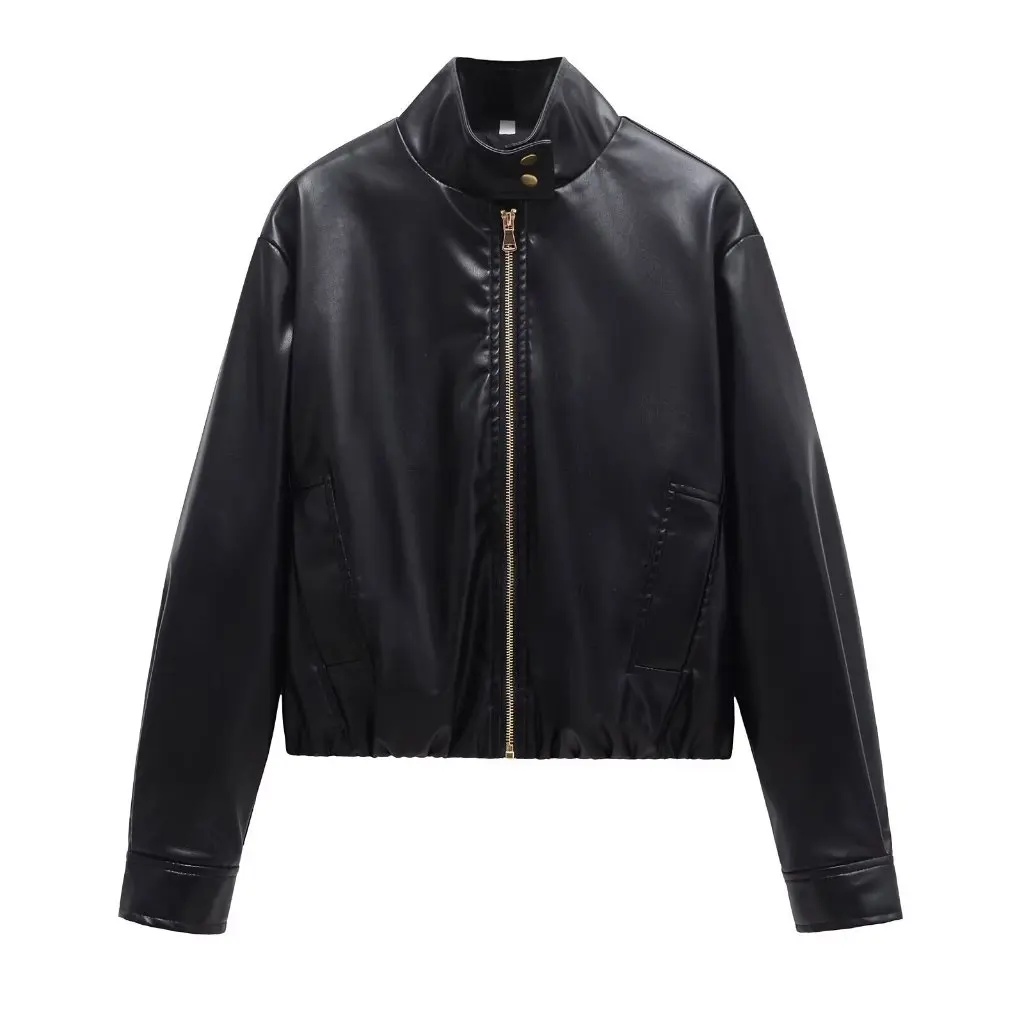 

Women's PU Leather Jacket Coat American Retro Trend Fashion Motorcycle Top All-match Spring New European Style