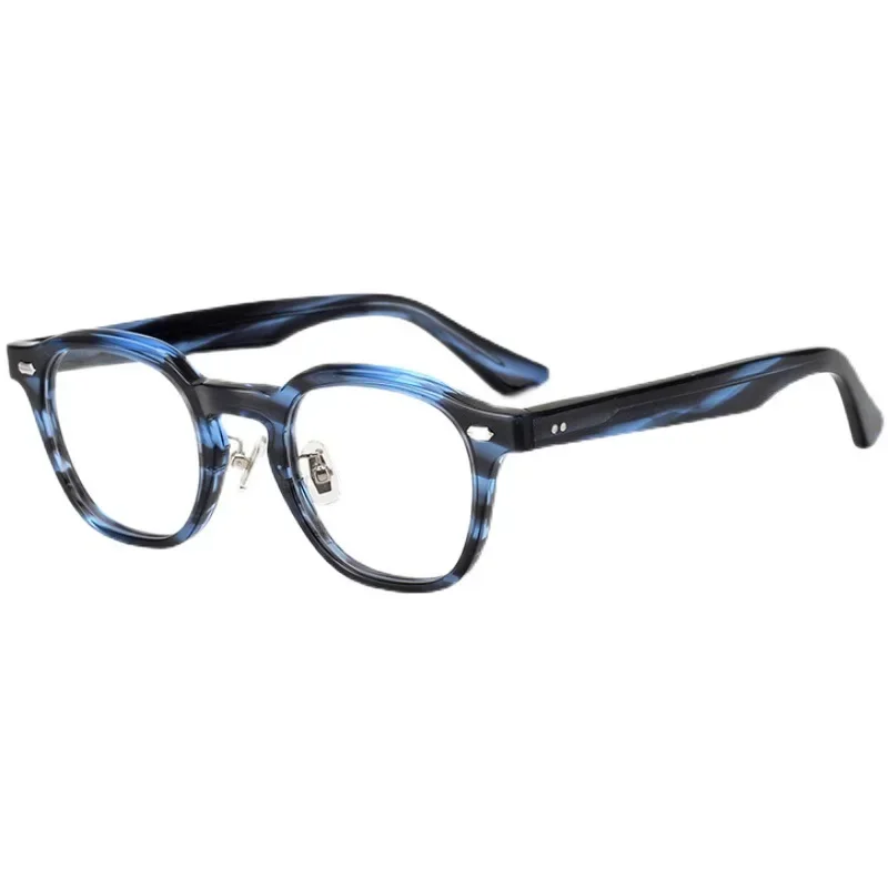 Classical collection niche, navy blue advanced trimming, handmade plate glasses frame, polygonal thick frame big face