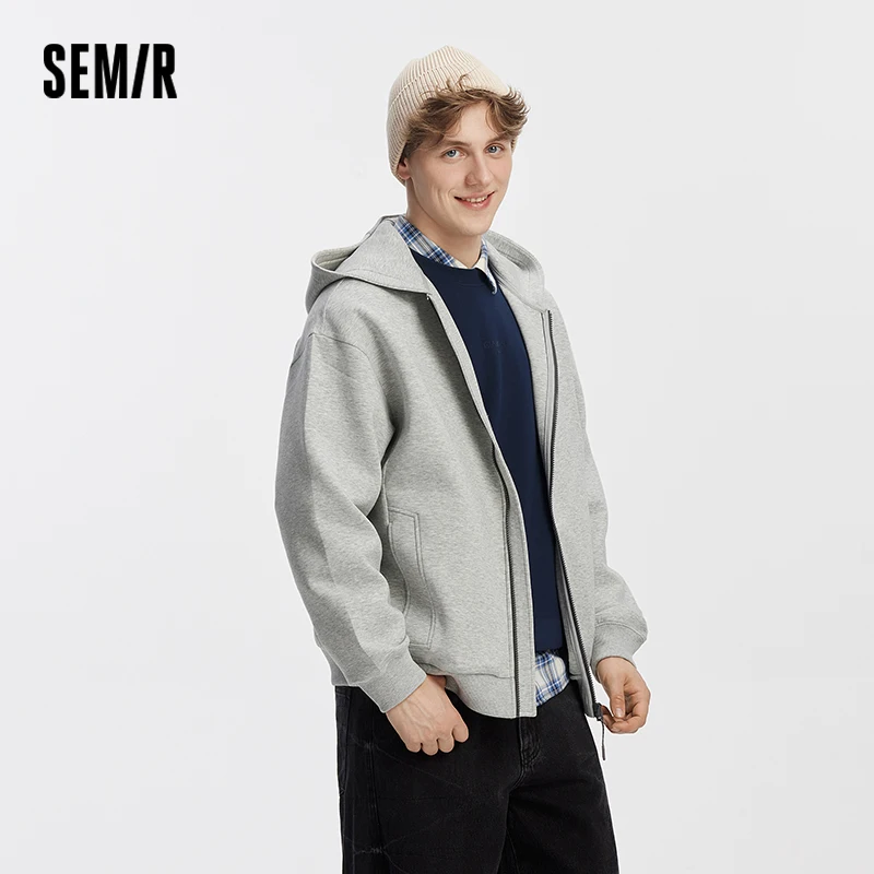 Semir Men Jacket Knitted Hooded Soft Cotton Fall Loose Basic Casual Couple Style Lightweight Outerwear Versatile Daily Top