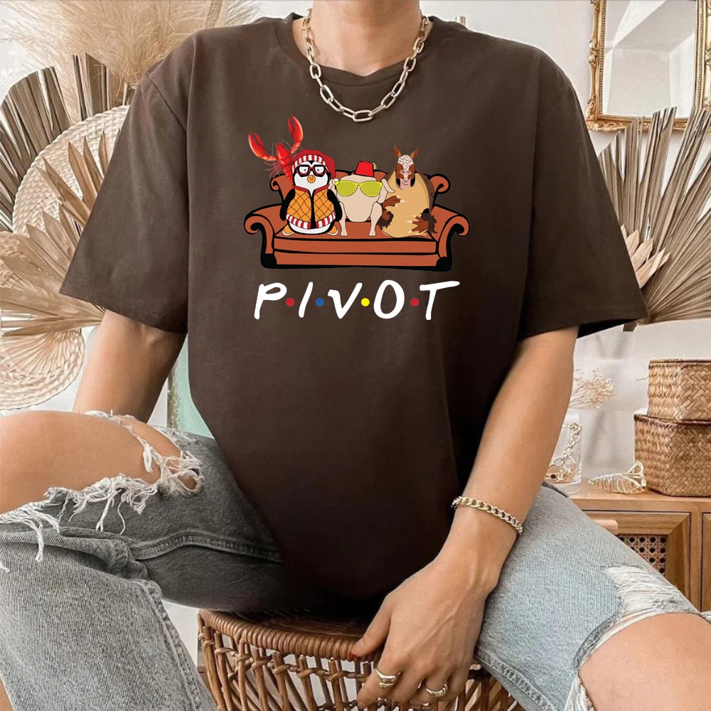 TV Show Friends T-shirt Pivot Shut Up Shirt Funny Friends Couch Graphic Tee Unisex Short Sleeve Casual Shirts Fans Tops Gift