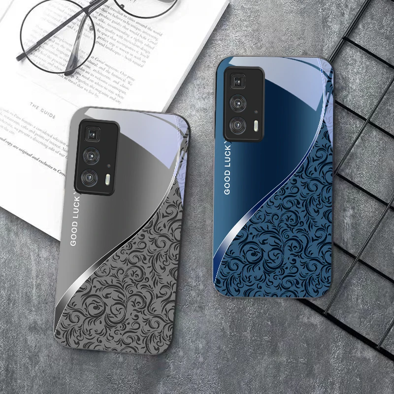 Black curly grass pattern For Motorola Moto Edge 20 Lite 30 Pro 40 Neo 50 Ultra G Play G45 G54 G55 G75 G84 G85 Glass Phone Case view 6