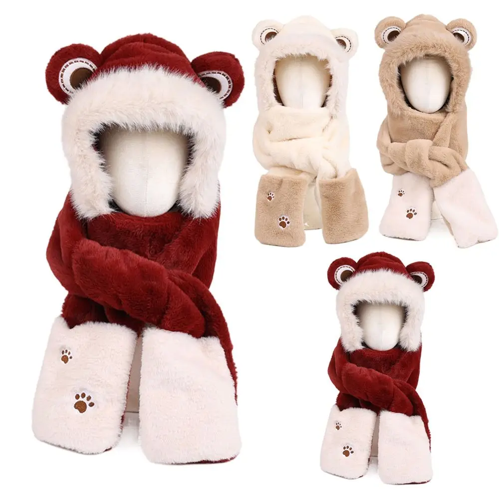 أزياء الشتاء بالاكلافا قطعة واحدة مقنعين قبعة وشاح قبعة سميكة الشتاء اكسسوارات طوق الرقبة الشتاء #3