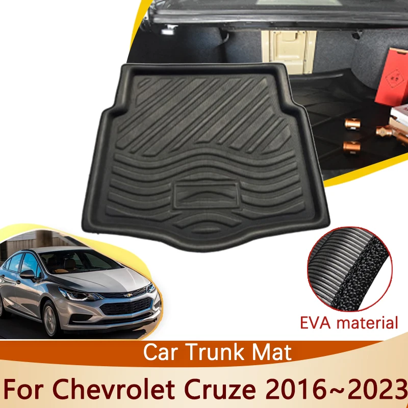 Car Rear Trunk Mat For Chevrolet Cruze J400 Sedan 2016~2023 2018 2017 Waterproof Accessories Floor Tray Liner Cargo Boot Carpet