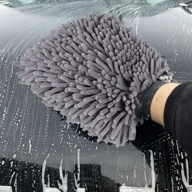 Deli Autowasch-Doppelseitige Mikrofaser-Chenille-Handschuhe, dicke Autoreinigungshandschuhe, Autowaschbürste für die Autopflege