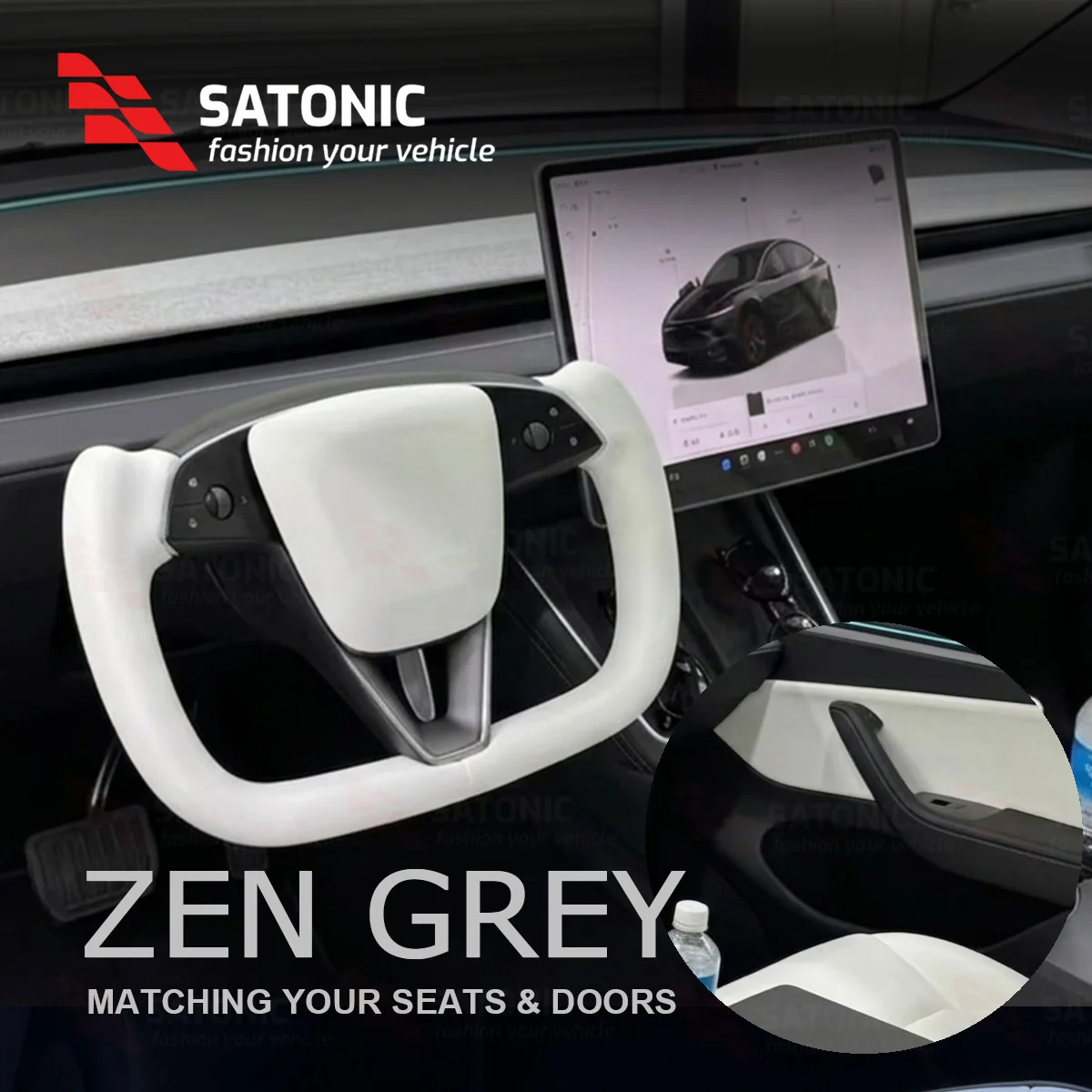 2026 Zen Grey Yoke Steering Wheel for Tesla New Model Y Juniper & YL Modified Sport Leather Handle Performance Accessories