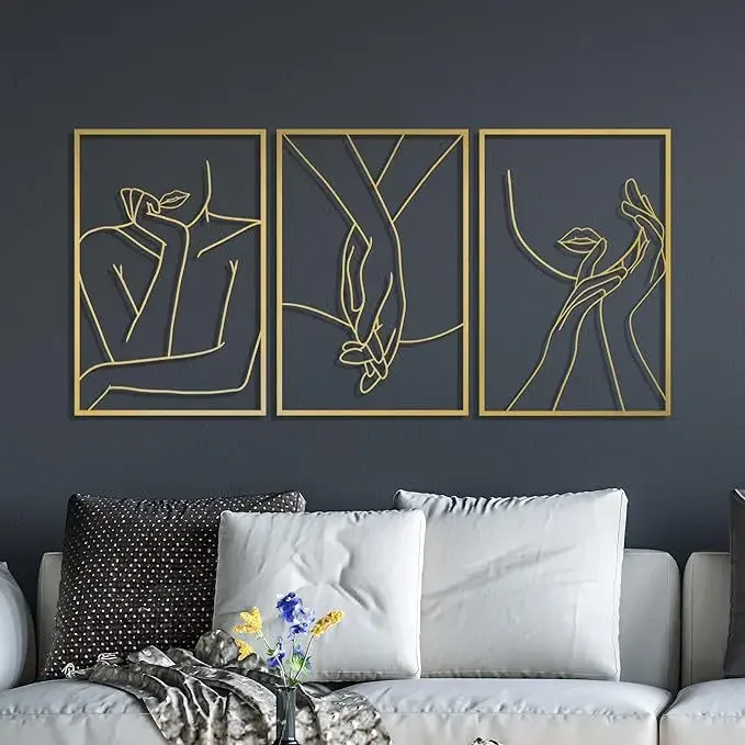 

Single line wrought iron wall art decoration gold female body abstract minimalist lines hanging wall decoration