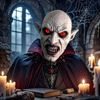 Nosferatu Vampire Mask Grey Skin Pointed Ears Cosplay Latex Material Halloween Prop Role-playing Accessory Adult Size