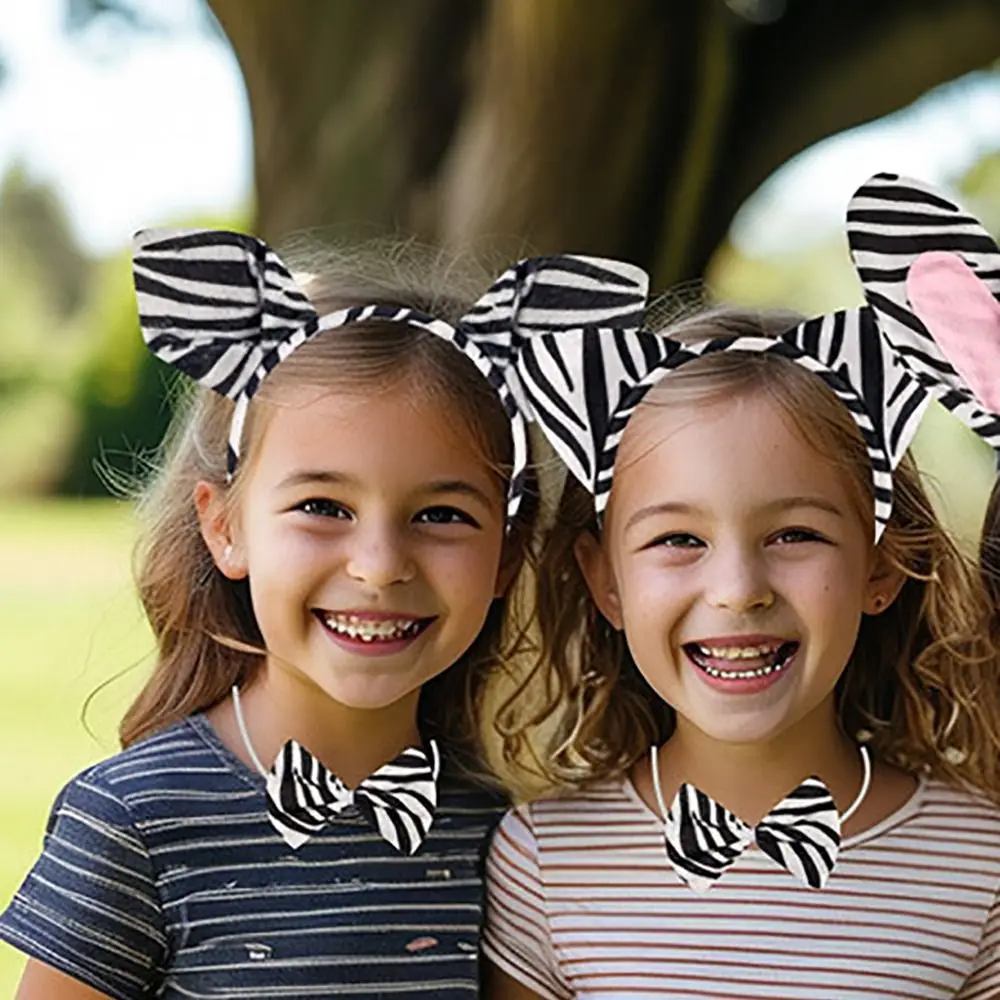 Cute Animal Ears Kid Costume Headband Costume Accessories Cartoon Zebra Ears Headband Stripes Design Headpiece Children Events
