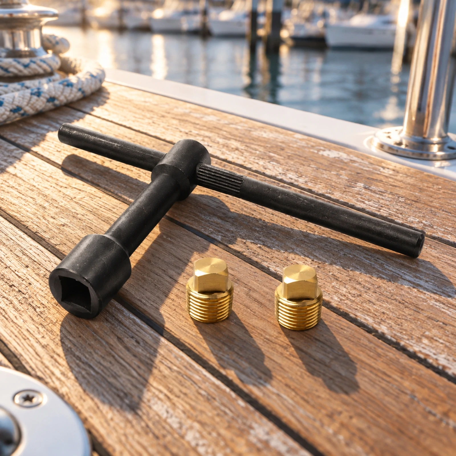 2 Pieces Marine Drain Plug with Wrench Leakproof 1/2-Inch NPT Brass Drain Plug Sturdy Watertight Seal for Yacht Owners