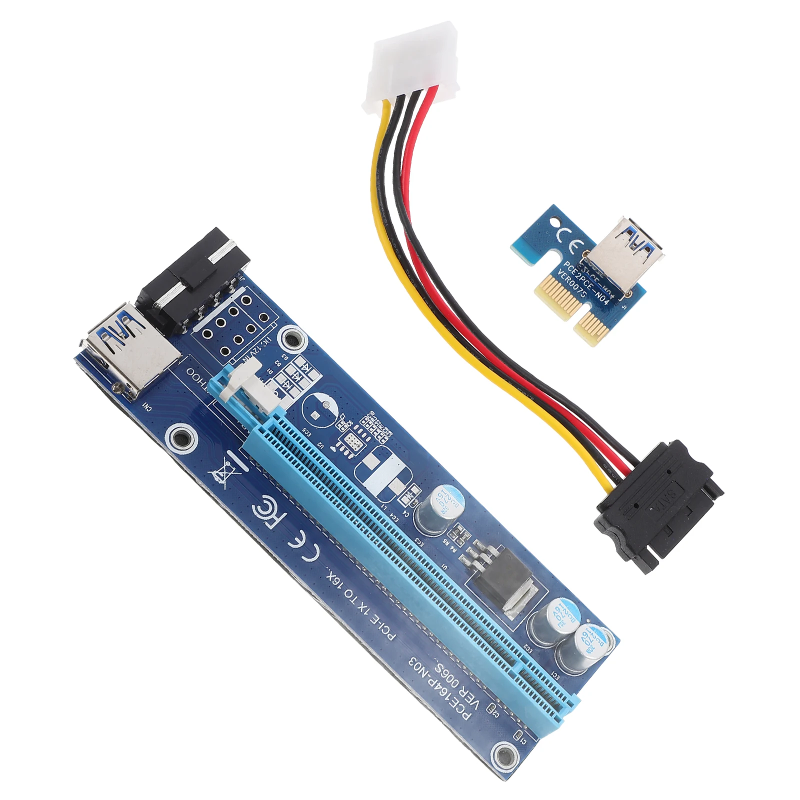 

PCI E 1x to 16x Adapter Card GPU Riser Mining PCB Extension No Driver LED Indicator Fuse for Computer