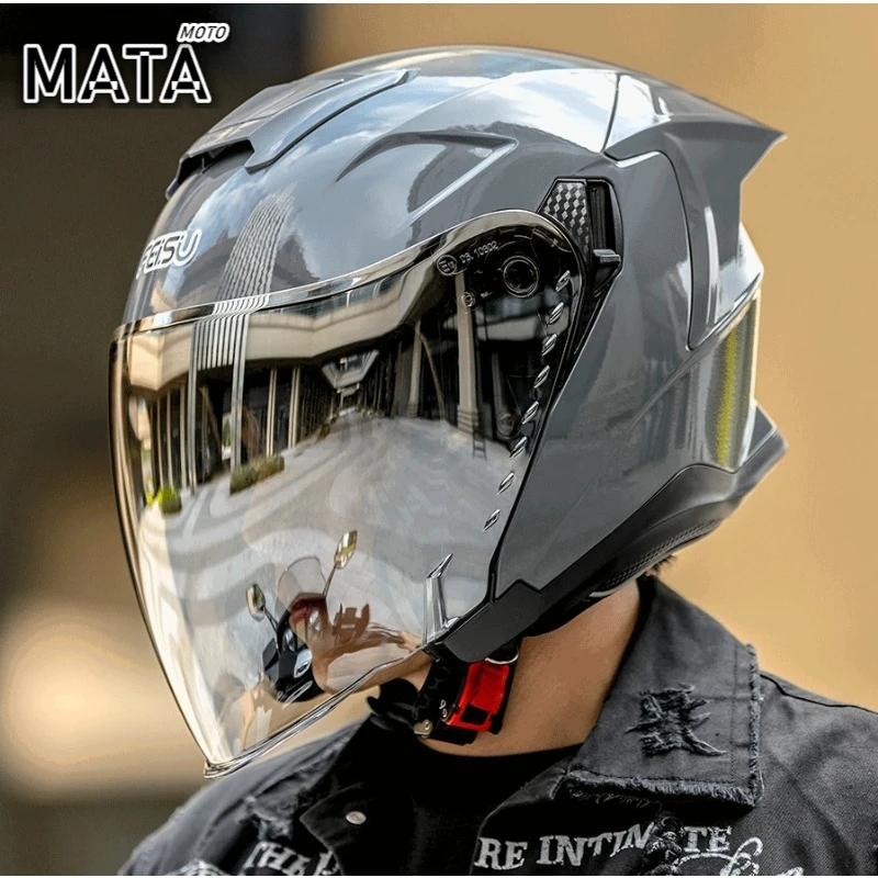

New Arrival 3/4 Open Face Motorcycle Helmets with Double Visors Vintage Motorbike Helmet for Men and Women Dot Approved Capacete