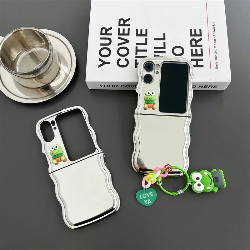 

Big Eyed Frog Pendant Electroplate Silver Soft Gel Shockproof Phone Case For OPPO Find N3 N2 Flip Back Cover