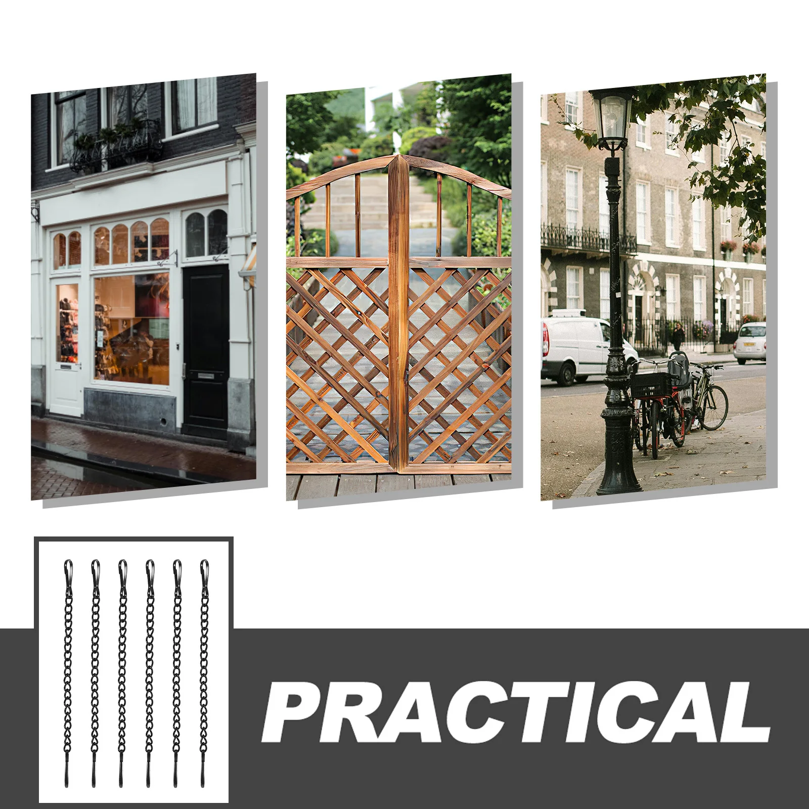 

6pcs Door Sign Hanging Chains Black Metal For Glass Window Fire Safety Indicator Picture Hanging Iron Chain Hardware Mount Kit