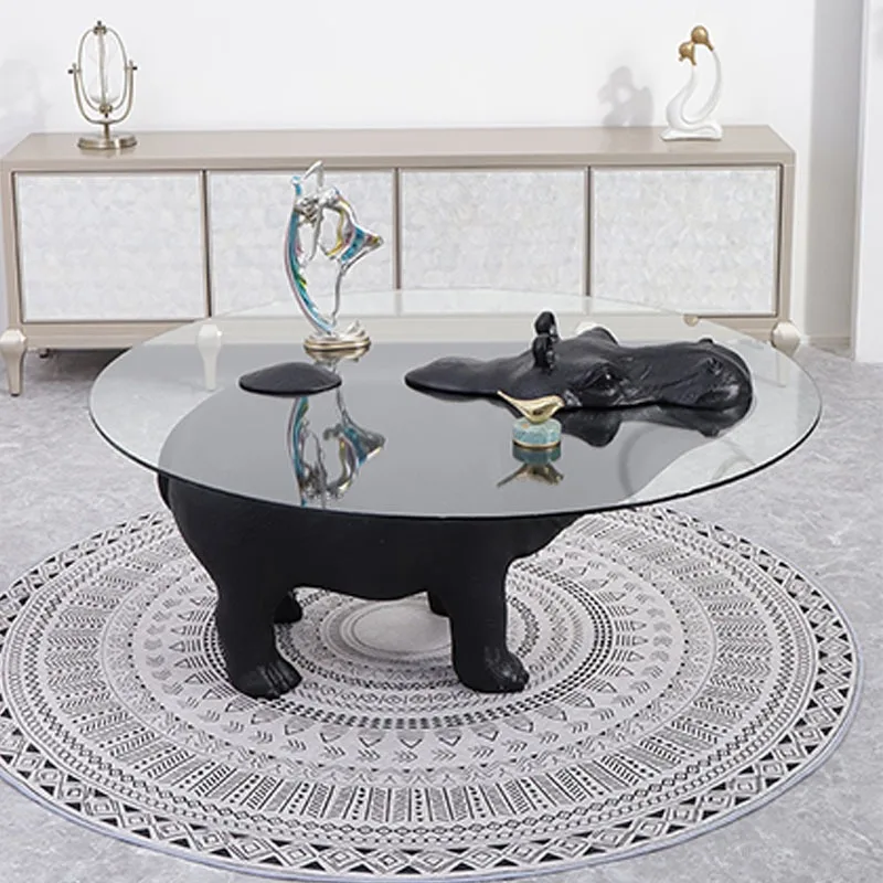 Creative Coffee Table: Fiberglass Transparent Internet-Famous Special-shaped Nordic Round Table Coffee Table for Living Room
