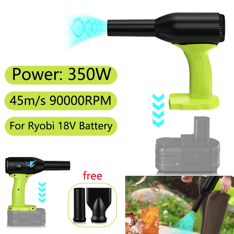 For Ryobi 18V Battery, 90000RPM Jet Dry Blower, Cordless Handheld Electric Dust Removal Fan for Keyboard, Outdoor, Car Cleaner
