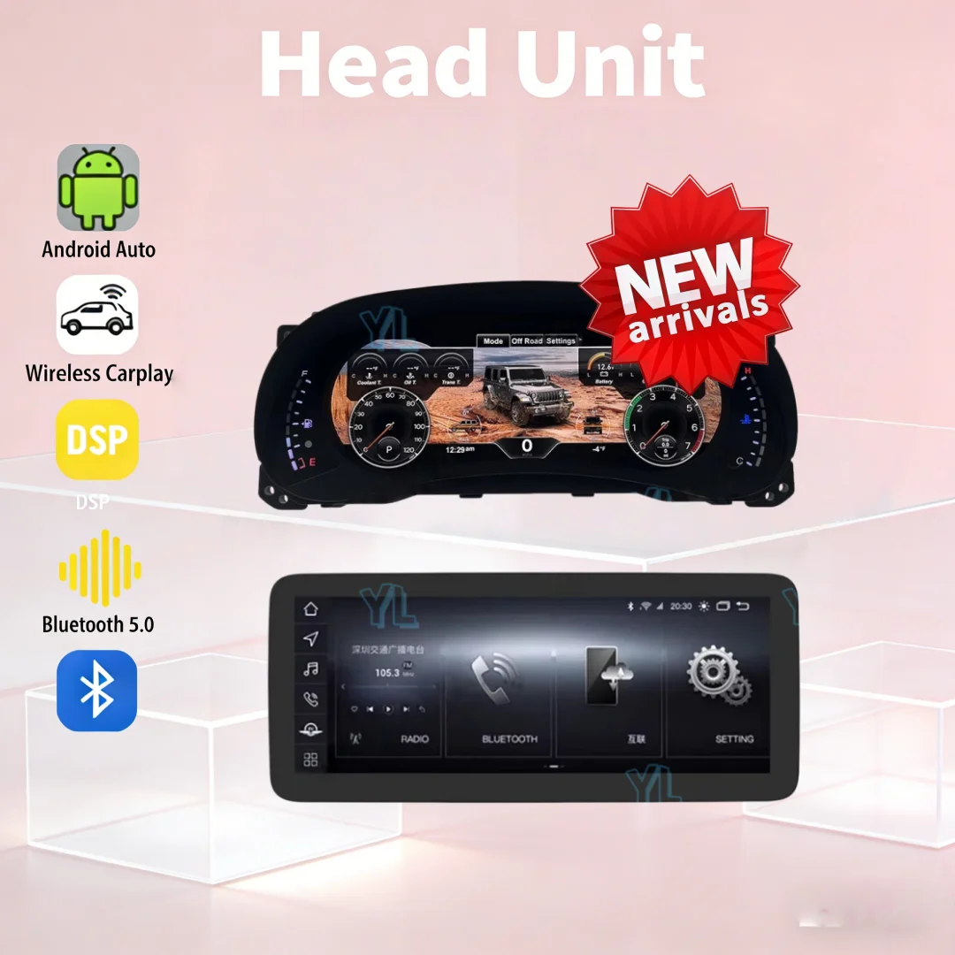 12.3 Inch For Jeep Wrangler 3 JK 2010-2018 Wireless Carplay Android Auto Radio Car Multimedia Player GPS Headunit Stereo Car DSP