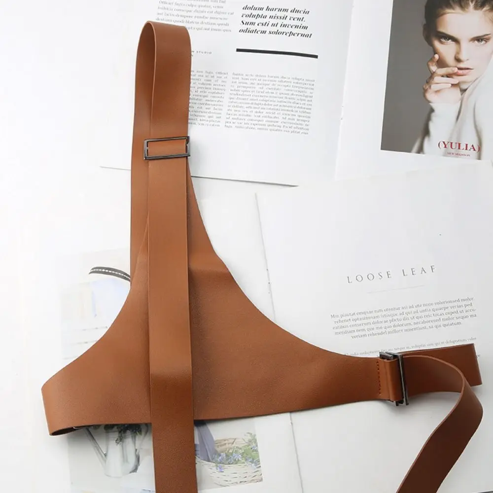 เข็มขัดหนัง PU แบบสายเดี่ยว ดีไซน์ไม่สมมาตร สไตล์พังก์ ใช้เป็นเดรสได้  ใส่สบาย ทนทานต่อการสึกหรอ