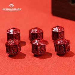 5 Pcs/lot Natural Purple Cinnabar Carved Buddha Six-words Beads With Hole For Jewelry Making Diy Necklace Bracelet Accessory