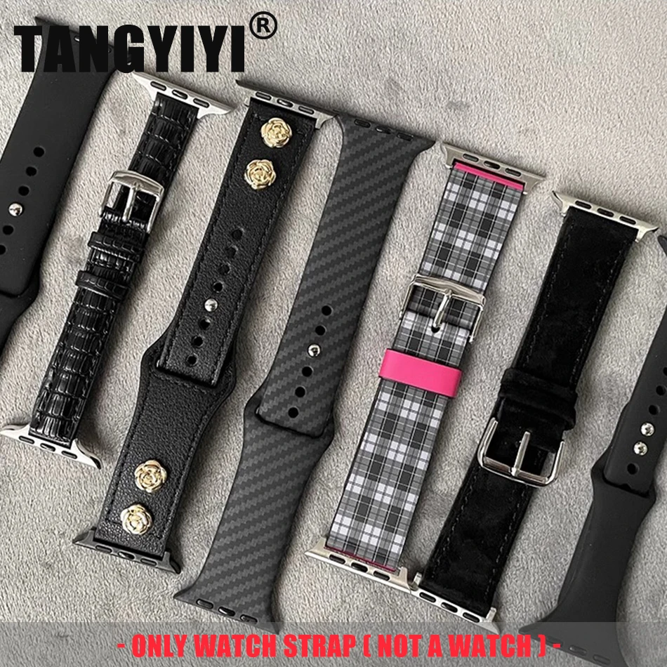 

Черный нейлоновый магнитный силиконовый кожаный ремешок для Apple Watch Band S11/10/9/8/7/SE/Ultra IWatch 49/46/45/44/42/41/40/38 мм браслет