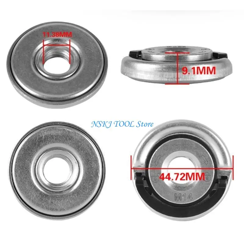 L8RC Durable Grinder Tool Parts M14 Thread Pressure Plate Disc Self-locking Disc ID-11.38mm OD- 44.72mm