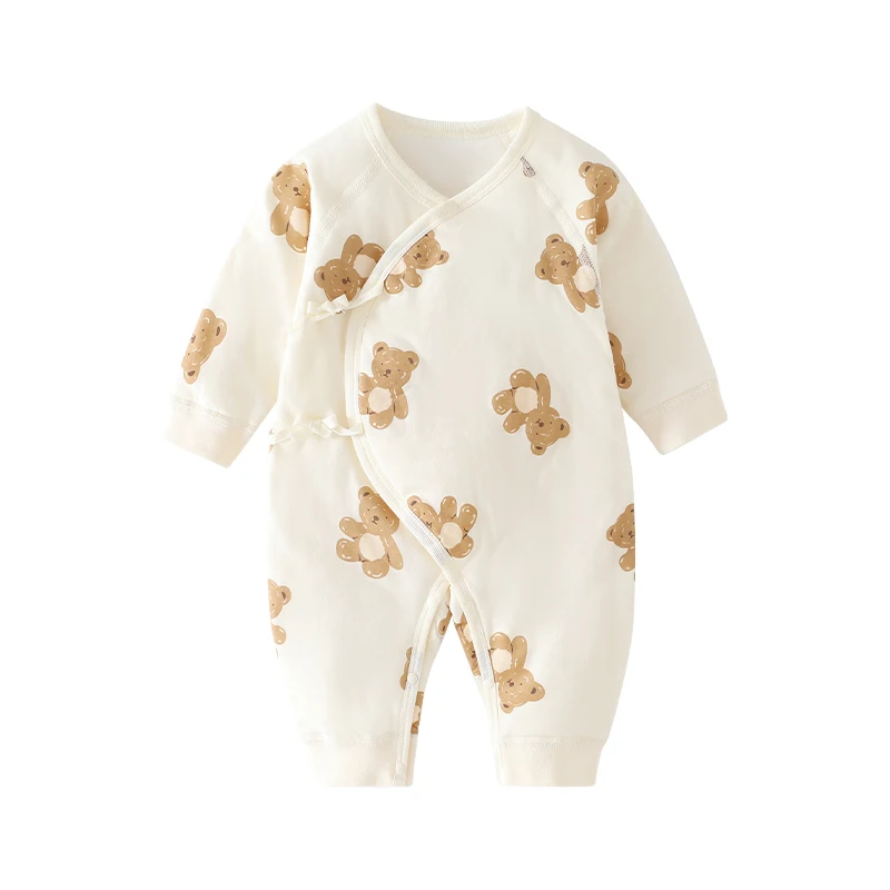 0-6M Newborn Cotton Belly Guard Bodysuit, Autumn Winter Warm Baby One Piece, Soft Unisex Inner Wear for Boys Girls