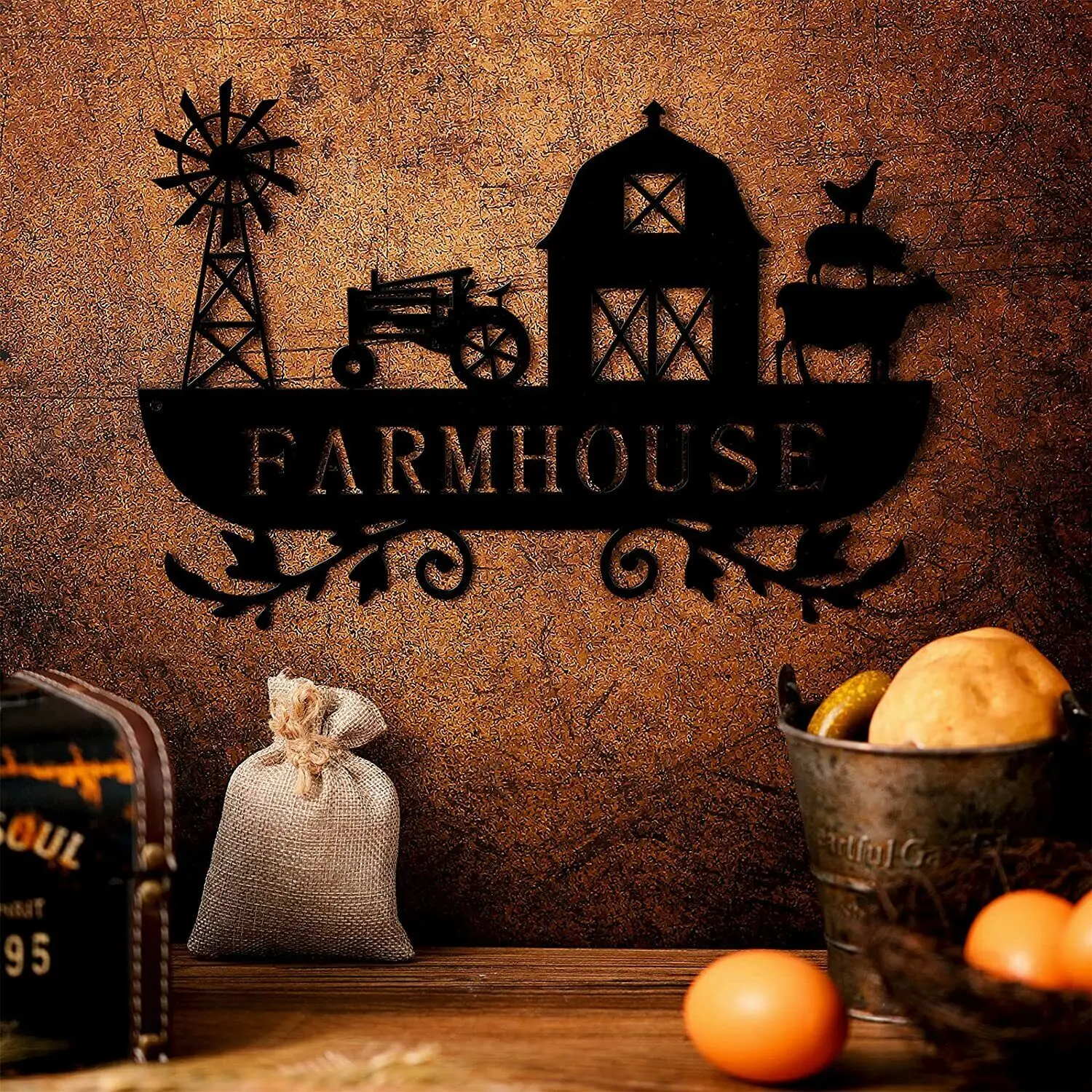 Farmhouse Metal Home Decor Rustic Farm Sign Windmill Barn Tractor Animal Decor Living Room/Home Decoration