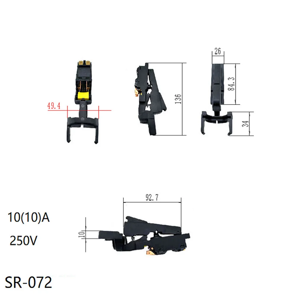 Power Tool Repair Part Angle Grinder Switch Metal Contact Points Black Finish Ergonomic Design Easy Installation