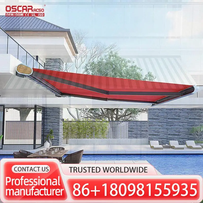 

Electric Waterproof Patio Awning with Articulated Arm Aluminum Frame for Gardens Outdoor Spaces Retractable Awning