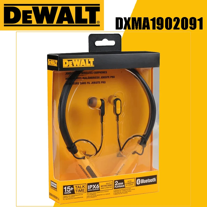 

DEWALT DXMA1902091 Wireless Bluetooth Earphones Jobsite Pro Flexible Neckband Headphone Comfortable Noise-Isolating Earbuds