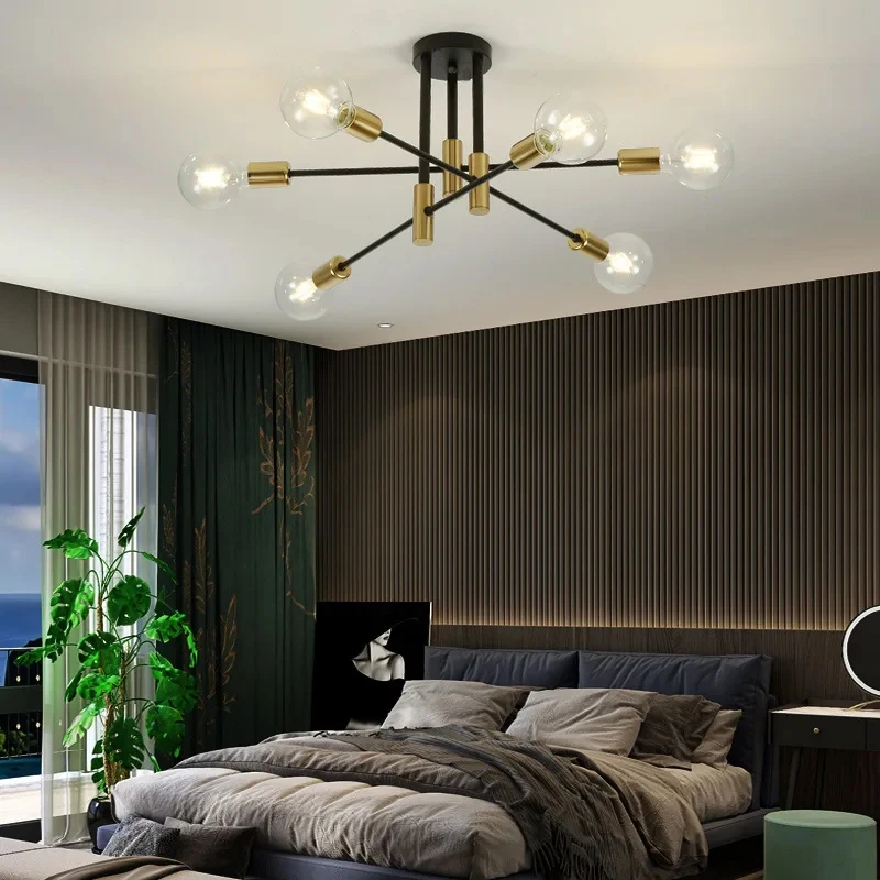 Retro Industrial Wrought Iron Ceiling Chandeliers LED Ceiling Lamp Home Luminaire Modern Living Room Lamps E27 Decoration Lights image 6