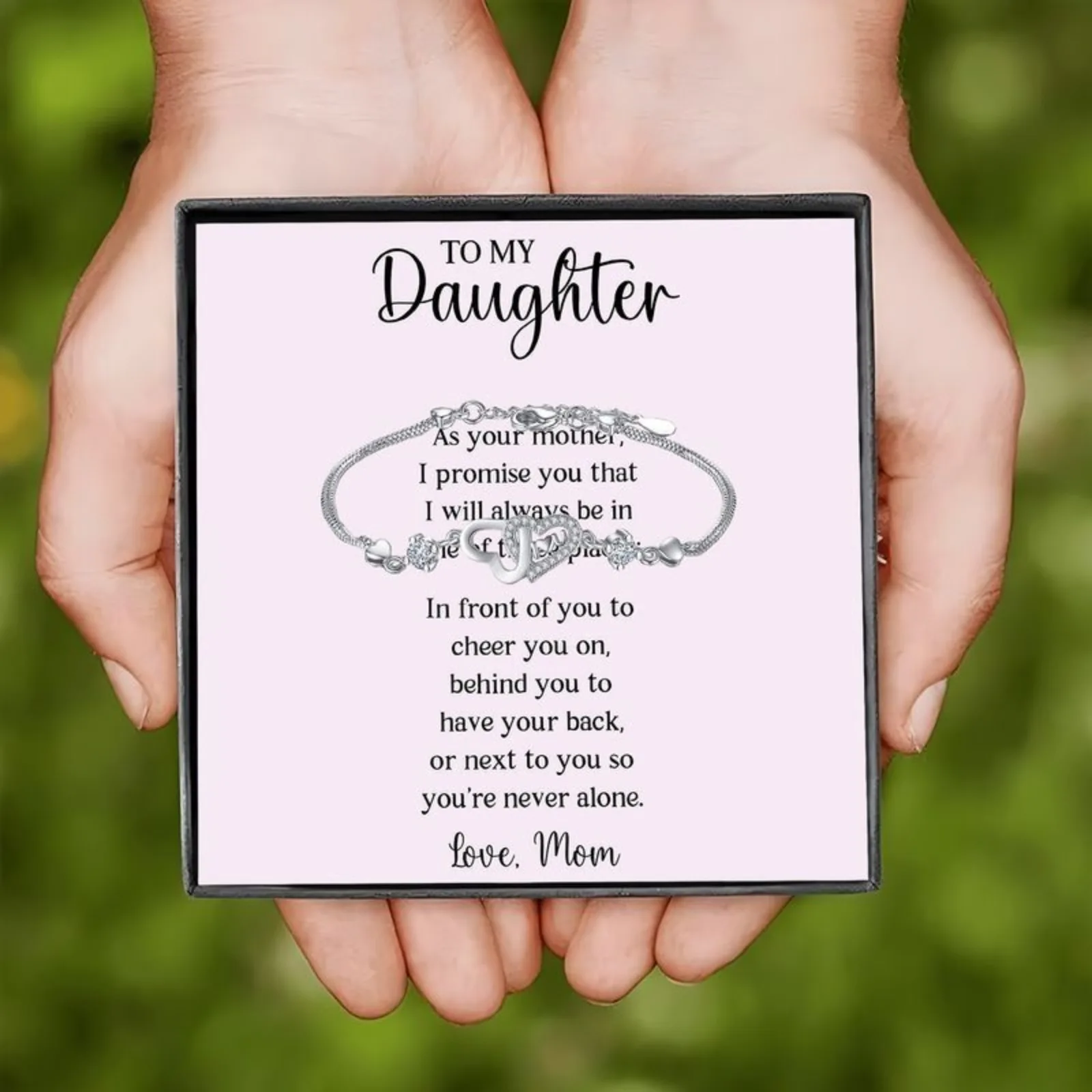 سوار حب أنيق "إلى ابنتي"، هدية مثالية لابنتي، مدعوم من وعد الأم، هدايا عيد الميلاد والتخرج #5
