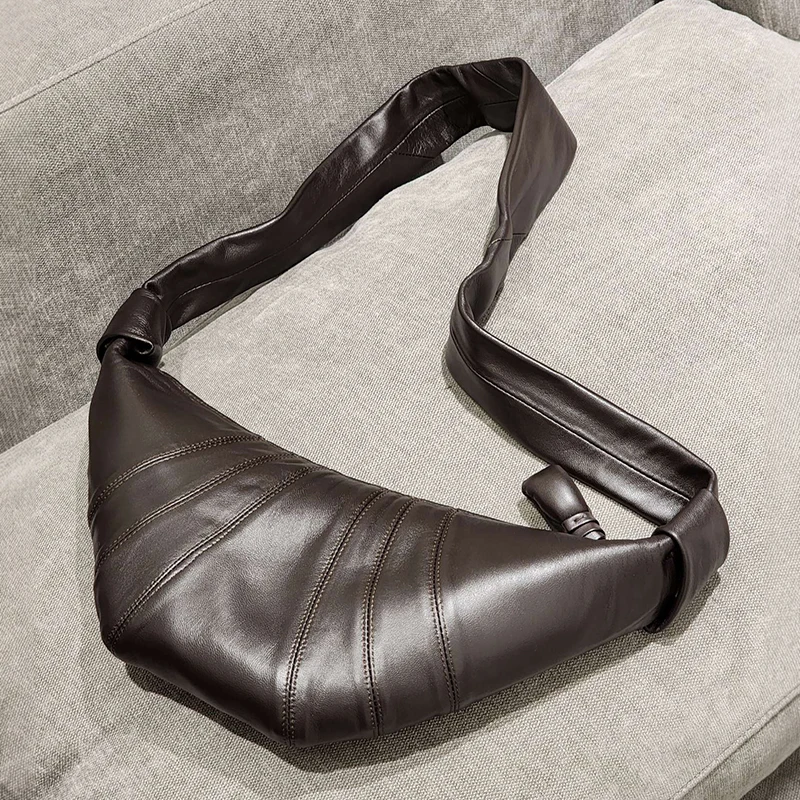 

Mendy Croissant Bag Women's Crossbody Bag Large Capacity Lamb Skin Genuine Leather Dumpling Bag High End Bag Designer New In