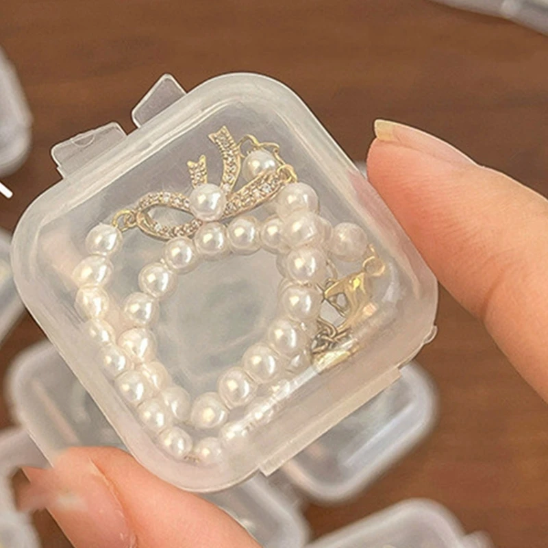 S1Y1 10Pcs/set Plastic Beads Storage Containers Mini Clear Square Box Empty Case with Lid for Earplugs Pills Jewelry Hardware