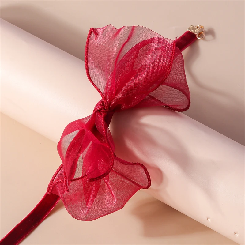 Koreanische Mode Schwarz Spitze Bowknot Halskette für Frauen Mädchen Urlaub Festival Schmuck Geschenke – Detail 9
