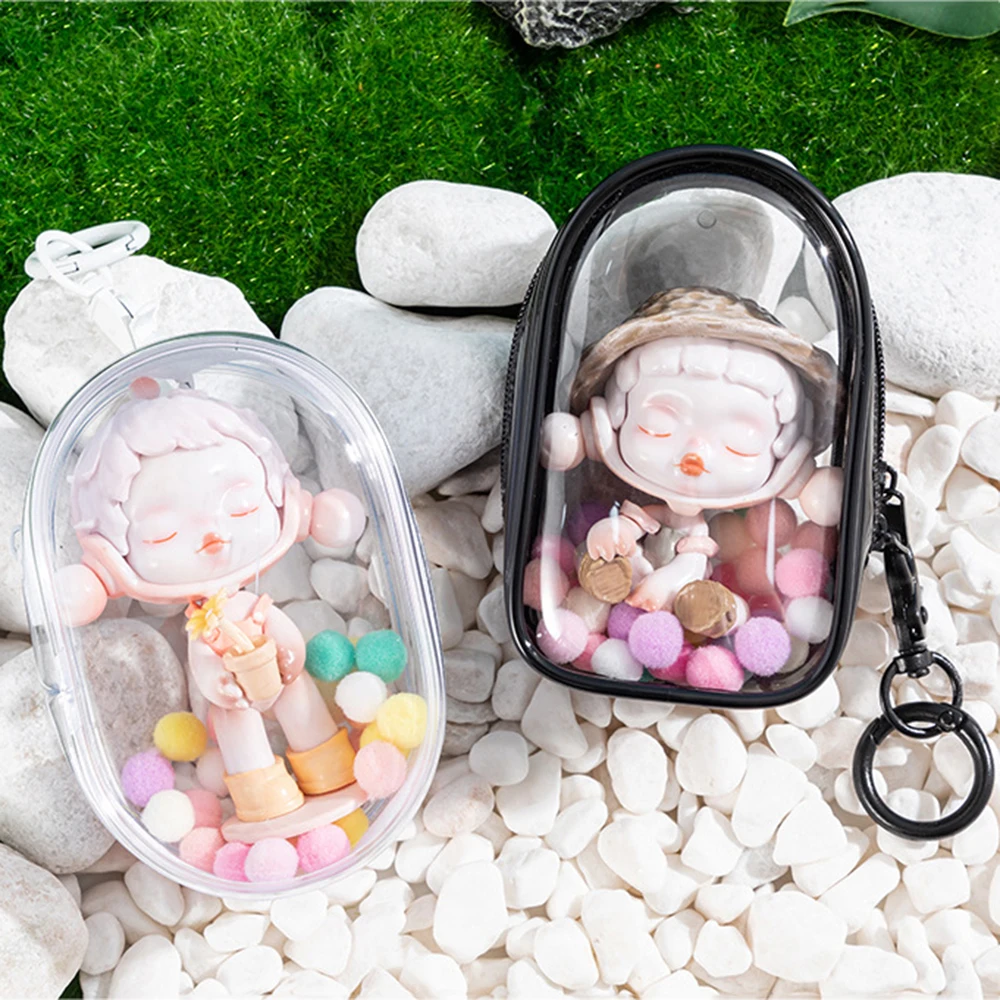 Classic Transparent Doll Bag Candy Color Mystery Box Thicken Organizer Box Double Zippers Plush Dolls Storage Pouch Wallet