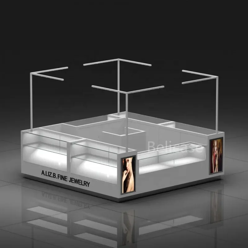 Imagem -06 - Joalheria Vitrine com Luz Led Colar Armário de Exibição Quiosque de Jóias Shopping Design Personalizado Novo