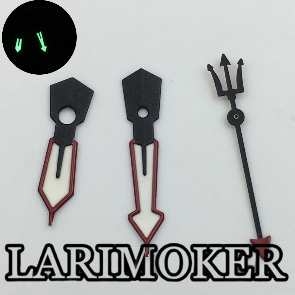 LARIMOKER 시계 핸드 세트, NH35, NH36, NH38 무브먼트, 세컨드 포인터, 왕관 고래 모양