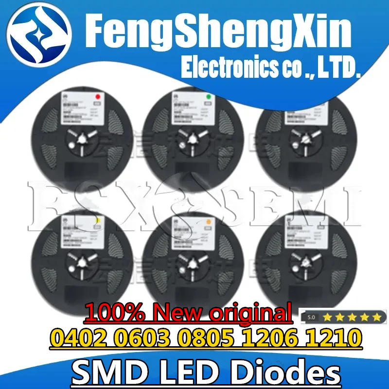 1Reel 0402 0603 0805 1206 1210 3528 SMD LED Diodes light Yellow Red Green Blue White