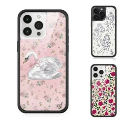 Fashion Wildflower Cartoon Swans Phone Case for iPhone1 13 Pro 14 pro 15 Max 16 pro max 12 Cute Puppy WF Deer Cherry Protection