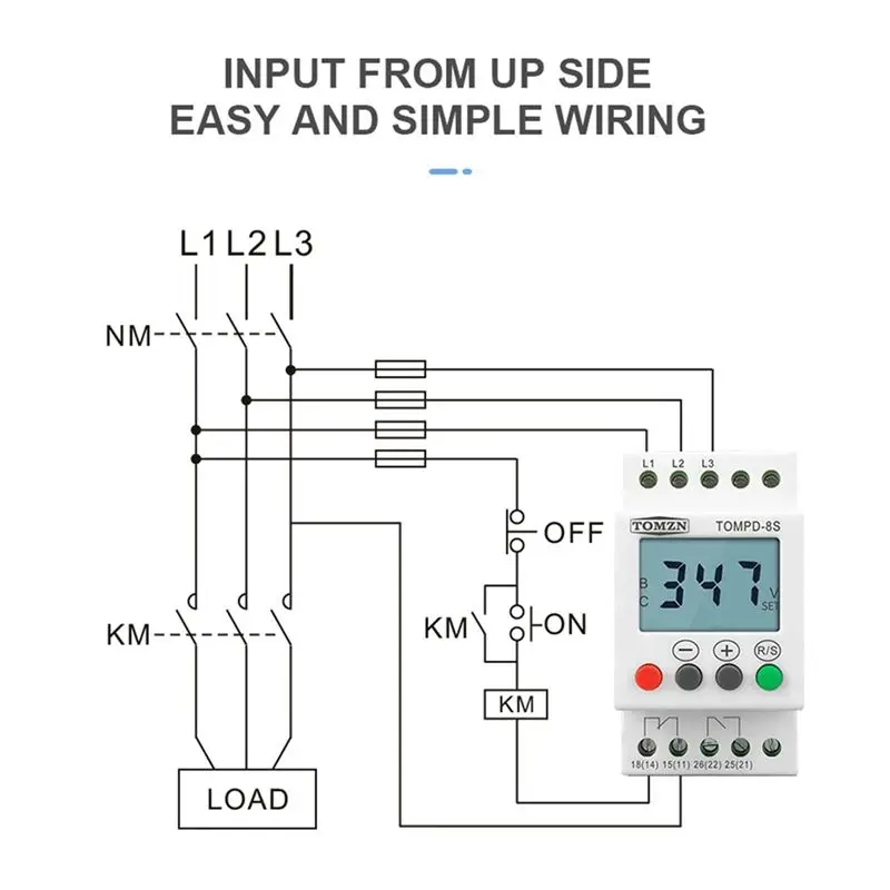 ABVJ-4X 3 Phase Din Rail Adjustable Under Over Voltage Protector Voltage Monitoring Sequence Protection Relay