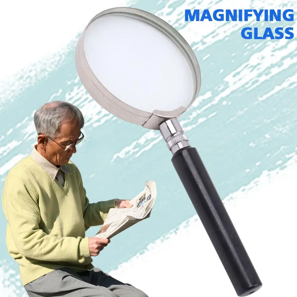 Portable 10X Handheld Magnifying Glass, Retro Handle Magnifier Eye Loupe Glass With Metal Handle High Magnification For Rea F3K7