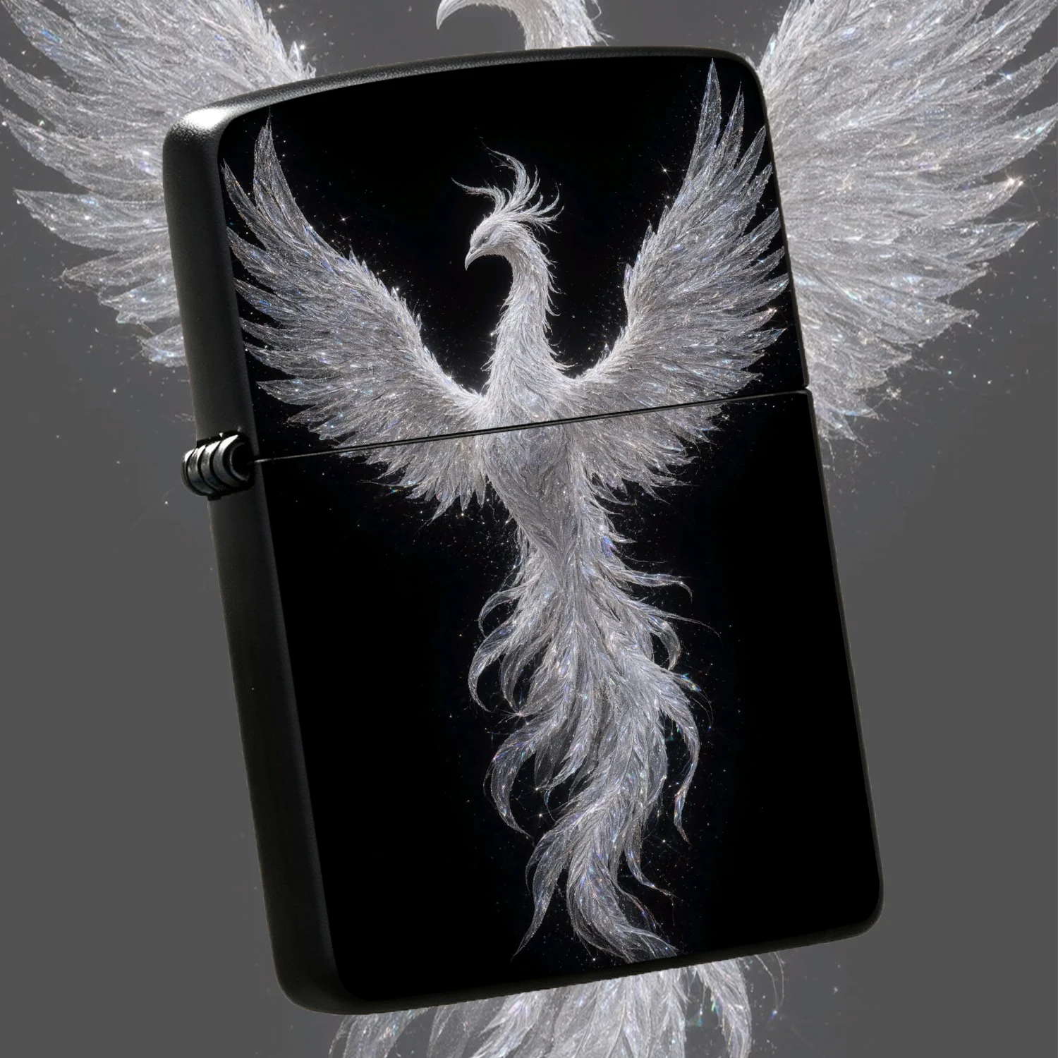Exquisite Frosted Phoenix Pattern Lighter, Shimmering White Phoenix Design, Multi-Scenario Available For Daily Commute, Outdoor Trips, Family Gatherings, Business Events, Smooth Grip, Elegant Aesthetic Display, Ideal For Personal Use Or Gif
