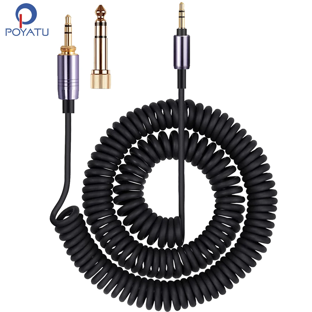 Poyatu ATH-M50xBT Spring Relief Coiled Cable for Audio-Technica ATH-M50xBT2 M50xBT ATH-SR50BT Headphones Cables Cords Wire