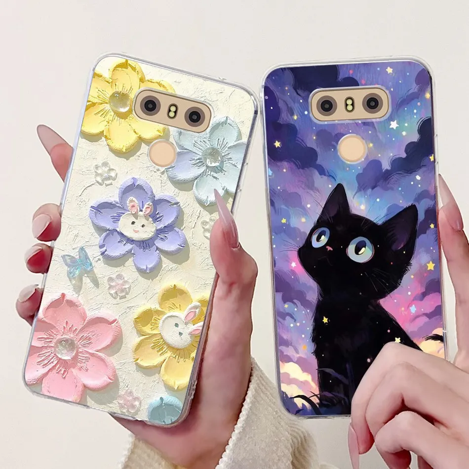 Para LG G6 G6 + H870 LS993 VS988 LGM-G600L funda de teléfono para LG G6 Plus G6plus elegante estampado de gato Floral fundas de silicona suave TPU