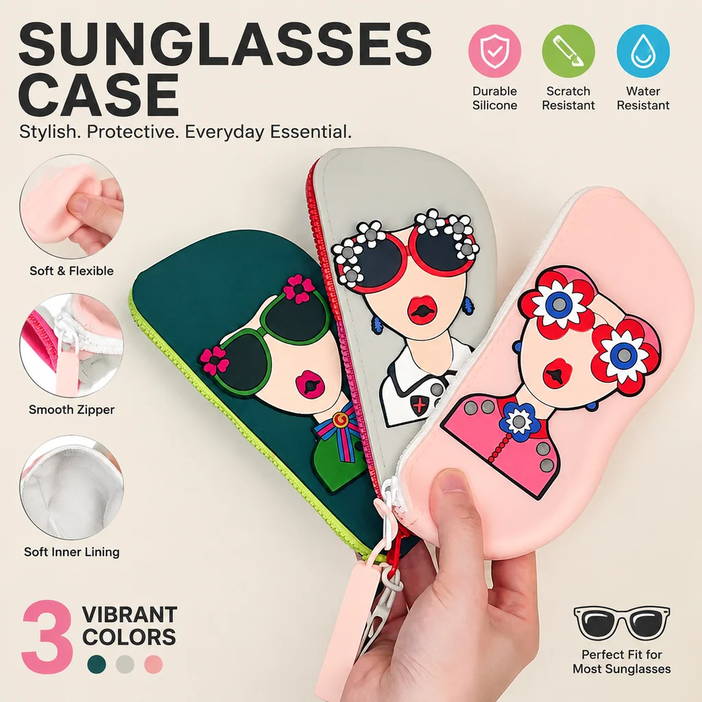 1PC A Silicone Glasses Case for Storage, Featuring A Handle for Hanging, Suitable for Travel and Portable Use. It Is Waterproof